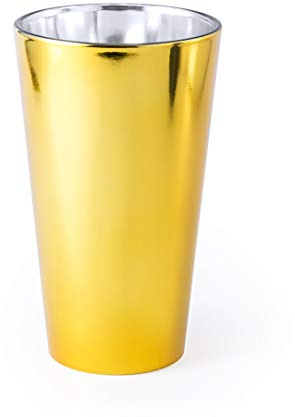 eBuyGB Modern Highball Drinking Metallic Silver Cup Water Juice Wine Glass Party Tumbler, 480ml, Gold