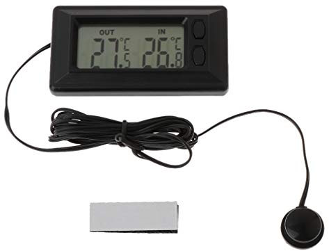 Kcnsieou Thermomètre de voiture avec écran LCD numérique et câble de 1,5 m Noir