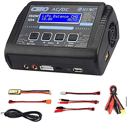 YUNIQUE GREEN-CLEAN-POWER - HTRC C150 Ladegerät Lipo RC 150W 10A | 1-6S AC/DC, Vielseitig für NiCd, Li-Ion, LiFe, NiMH, LiHV, PB | Inkl. USB-Ausgang, Schwarz