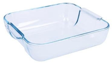Pyrex Classic Multipurpose Glass Square Roaster with Easy Grip 25x21cm Transparent (Pack of 2)