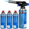 SMH LINE® Gasbrenner inkl. 4x Gaskartuschen 227g Küche Lötlampe Bunsenbrenner 1300°C Lötbrenner Brenneraufsatz Flambiergerät Piezozündung Schweißbrenner (Gasbrenner mit 4x gas)