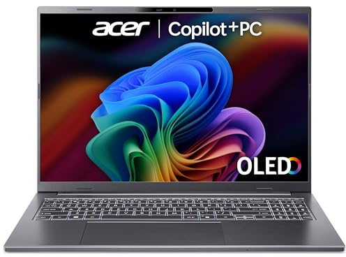 acer Aspire 16 AI A16-52M Co-Pilot+ Laptop - Intel Core Ultra 7 256V, 16GB, 1TB SSD, Integrated Graphics, 16 WUXGA+ OLED, Windows 11, Iron