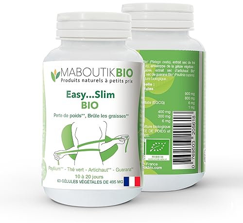 Brûleur de Graisse Puissant extra fort Perte de Poids Rapide minceur/brule graisse homme et femme, ventre plat easy slim maboutikbio, detox foie Coupe Faim Puissant Efficace minceur 100% bio 60 gélule