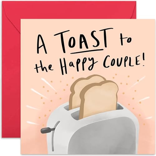 Old English Co. Hochzeitskarte mit Aufschrift Toast To Happy Couple, quadratisch, für frisch verlobte Paare, leere Innenseite und Umschlag im Lieferumfang enthalten