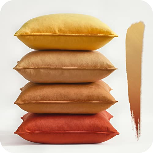 Topfinel Fundas para Almohadones Juego de 4 Decorativa Hogar Funda Cojin de Terciopelo para Sala de Estar Salon Cama Sillas Jardin Dormitorio Sofa 60x60 Modernos Serie Colores Amarillo