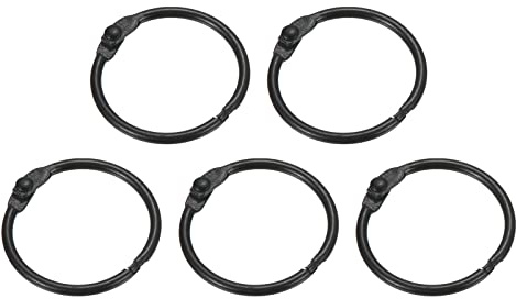 PATIKIL Loose Leaf Binder Rings 1 Inch, 5 Pack Metal Flash Card Book Binding Rings for Key Chain Index Card Scrapbooks, Black