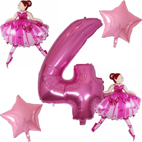 DIWULI Ballerina Geburtstag 4 Jahre - Ballerina Luftballons