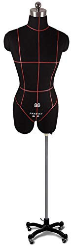 Damen-Nähpuppe in Übergröße, Styropor-stehender Kleidungs-Schaufensterpuppen-Torso mit Rollunterlage, höhenverstellbare Schneiderpuppen-Schaufensterpuppe (Color : Black, Size : L-Model 84) beautiful