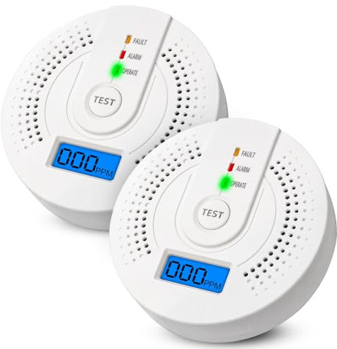 Carbon Monoxide Detector,Carbon Monoxide Alarm With LED display, CO Alarms Monitor for Home Safety,Comply with EN50291 Standard (AA Battery NOT Included) (white)
