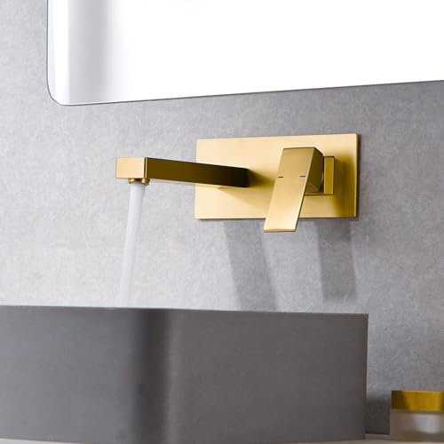 Unterputz Waschtischarmatur für Bad 2 Loch Warm und Kalt Bad Armatur Unterputz Wasserhahn Edelstahl 304,Gebürstetes Gold