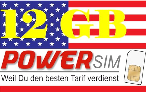 Power Sim USA T-Mobile Netz Prepaid Karte 12 GB Datenvolumen + Allnet Flat