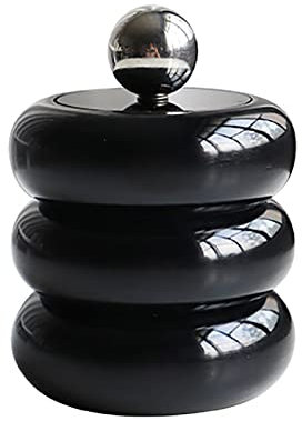 Hiraith Distributeur de Support Qtip de Style Nordique, Conteneur de Stockage de Coton-Tige Anti-poussière de Bureau, Boîte de Rangement de Maquillage en Forme de Beignet avec (Noir