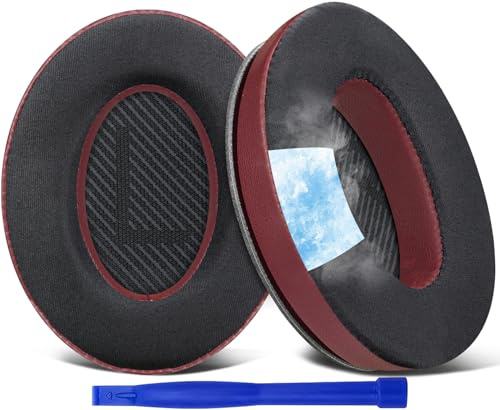 SoloWIT Cooling-Gel Ear Pads Cushions Replacement, Earpads for Bose QuietComfort 35 (QC35) and Quiet Comfort 35 II (QC35 II) Over-Ear Headphones, Noise Isolation Foam - QC35 CG Burgundy