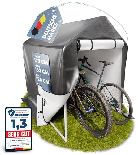 GARLINGO Fahrradgarage | 172 x 163 x 120 cm | Einfacher Aufbau ohne Schrauben | Zeltgarage Gerätehaus Gartenhütte Fahrradschuppen Foliengerätehaus