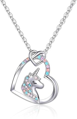 TECHEEL Einhorn Geschenk Kette Kinderschmuck Anhänger Schmuck Halskette Mädchen Geburtstagsgeschenk