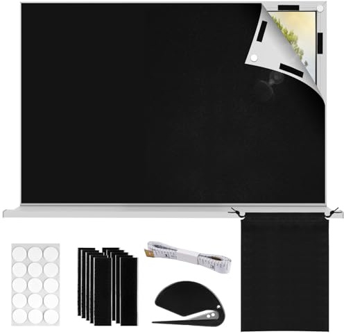 Store Occultant sans Percage, 300x150cm Rideau Occultant Pare Soleil Fenetre de Toit Maison, Protection Solaire Film Occultant Fenetre Portable pour Chambre, Grenierm, Fenêtre, Noir