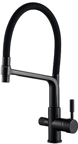 Küchenarmatur, 3-Wege-Wasserhahn, 360° drehbar, 3-in-1-Wasserhahn, Küche, Messing, Trinkwasserhahn, Schwarz