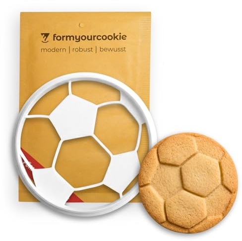 Fußball Ausstechform für Kekse Plätzchen Fondant, hochwertige Fußball Ball Keksausstecher, 100% nachhaltig, detaillierte Wurst Keksstempel, Ausstecher EM Ton, Keksschneider (3D-Prägung)