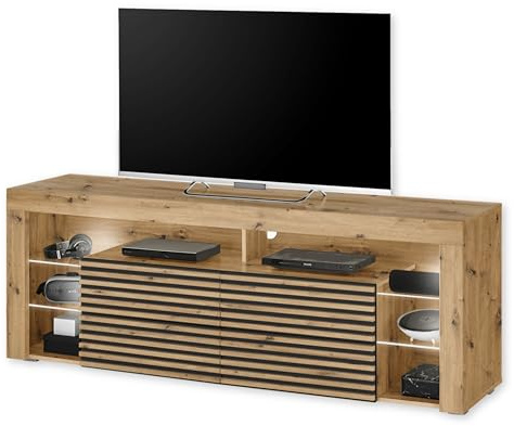 GOAL 2 TV-Lowboard LED TV-Board Artisan Eiche Schwarz 179 x 67 x 44 cm