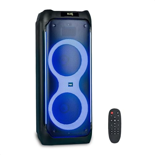 Ibiza - COLUMBA1200 - Högtalare, kraftfull 2x10/25cm baffel på uppladdningsbart batteri - Bluetooth, Micro-SD, USB, Aux, 2 MIC IN, 1 GT IN - TWS - Mångfärgad oändlig LED - Handtag och hjul