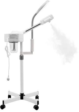 Qussse 2 in 1 Gesichtsdampfer mit 5X LED Lupenleuchte | Professioneller Bedampfer, 680ml Wassertank, Einstellbarer Winkel, Für Spa Salon Schönheit