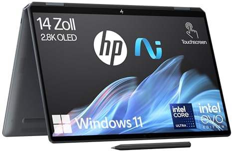 HP OmniBook Ultra Flip Next Gen AI Laptop | Intel Core Ultra 7 256V mit dedizierte NPU für KI | 47 NPU Tops | Copilot+ | 14 2,8K OLED Touchscreen | 16 GB | 1TB SSD | Win11 | QWERTZ | Eclipse Gray