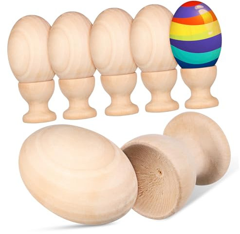 BESTonZON 6 Pz portauova in legno uova di legno di per dipingere artigianali in artigianato in fai da te di gallina finte di Pasqua in Muhe