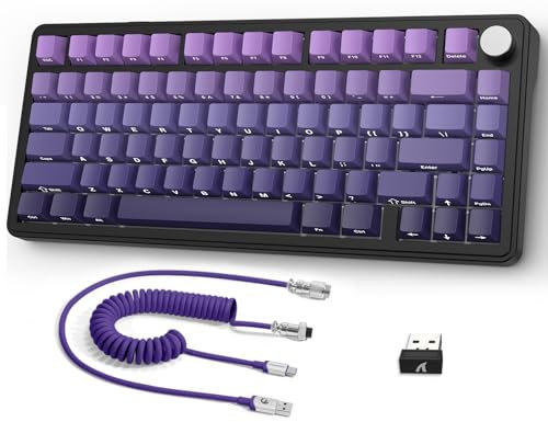 AJAZZ x ATTACK SHARK X85 Teclado Mecánico de Junta,75% Teclado Inalámbrico para Juegos con Knob,Acolchado de 5 Capas,PBT Side-Printed Keycap,BT/2,4Ghz/USB-C,Interruptor Lineal,Hot-Swap,RGB,para PC,MAC