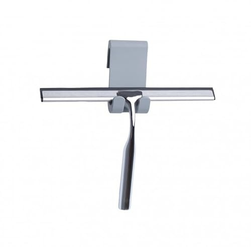 Yoka Home - Duschabzieher mit Halterung ohne Bohren - Duschwischer 24 cm Breit - Duschkabinen-Abzieher für Fensterabzieher, Badezimmer, Spiegel, Glas-Reinigung, Fliesen - Chrom