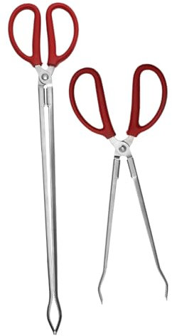 TOKIDNY 2 Stück Müllzange Greifhilfe 38cm 51cm Gebogen Edelstahl Scherenzange Für Outdoor Garten Reinigung Aal Krabben Fischgriff