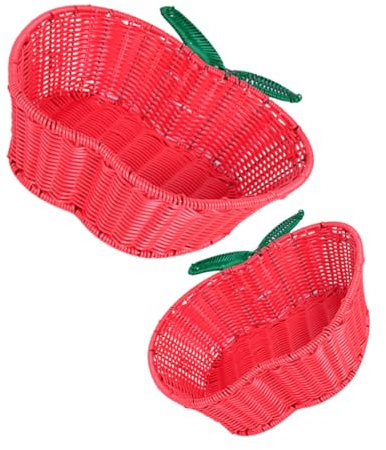 Amosfun 2pcs Small Basket Snack Fruit Storage Basket Imitation Rattan Woven for Kitchen Countertop Decor