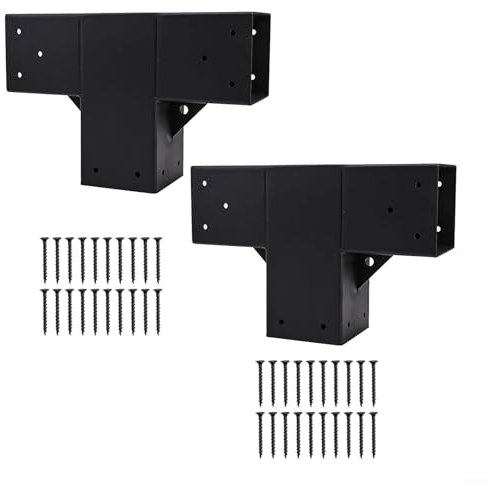 Generisch Pergola-Halterungssatz für erhöhten Holzständer, Hardware-Satz aus massivem Stahl für Holzpavillons, DIY-Pergola, 3-Wege-Halterung (1 Packung)