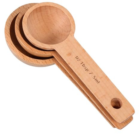 Cabilock 3piezas Cuchara Medidora De Madera Multifuncional Para y Sopa Diseño Minimalista