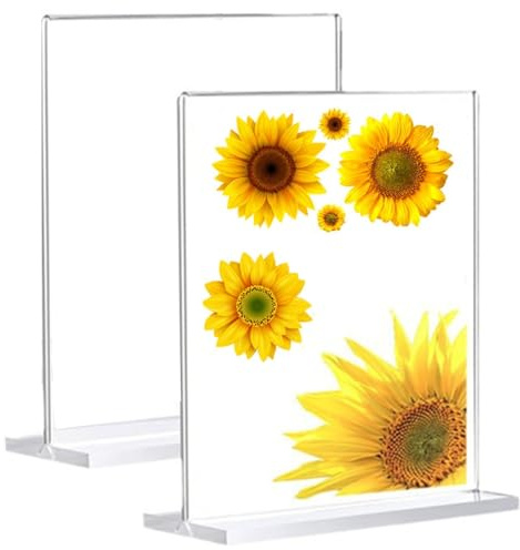 Wanfoou Tischaufsteller A4, 2 Stück Acryl Aufsteller A4, Acryl Display Ständer, Preisschilder Aufsteller Tischständer T-Ständer für Prospekte Menükarte Werbung Fotorahmen (21 x 29,7cm)