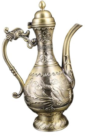 Bouilloire à café, pichet à vin, style vintage, polyvalent, théière for salon, chambre à coucher, décoration de table, salle à manger, doré avec plateau à tasses(Bronzewithoutcuptray)
