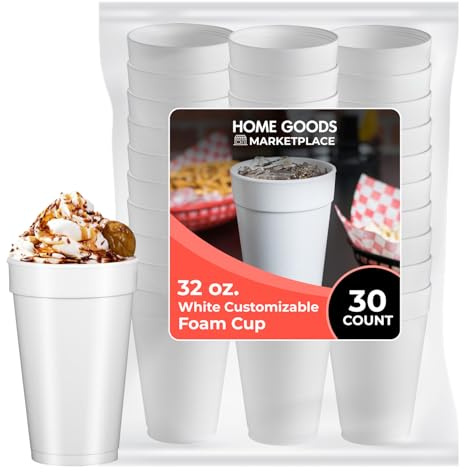 Bicchieri in schiuma da 907,2 g, confezione da 30 pezzi, grandi, usa e getta, isolati per bevande calde o fredde, resistenti alle perdite, robusti bicchieri da asporto per caffè, soda, tè, frullati