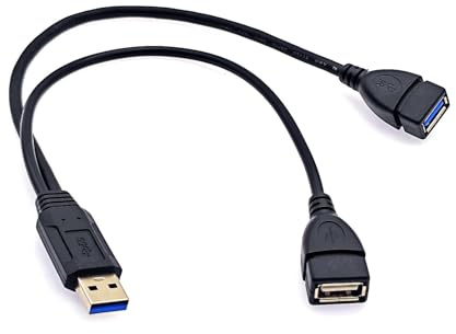 JZK 30CM 2 Porte cavo Y di prolunga splitter USB A adattatore USB maschio a 3.0 e 2.0 A femmina, cavo di alimentazione doppia porta di ricarica per auto, di trasferimento dati per laptop