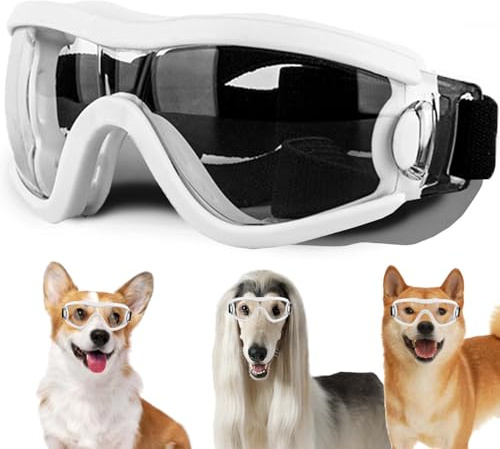 Mittlere Hundesonnenbrille mit verstellbarem Band, UV-Schutz, Winddichte Hundebrille, geeignet zum Schutz der Hundeaugen, weiche Hundebrille