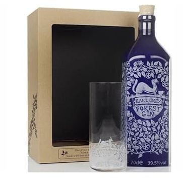 Forest Distillery Earl Grey Forest Gin Gift Box | 42% ABV | 70cl | Porcelain Bottle & Etched Glass | Flavoured Gin