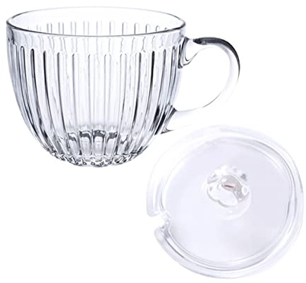 KOCKSHION Tazza Di Cereali in Vetro Per Uso Domestico, Tazza Decorativa Per La Colazione Con Coperchio, Grande Capacità Per Latte, Frutta e Yogurt, Per Casa e Regalo