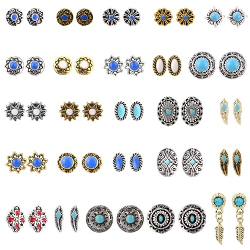 50pcs Élégant Western Charmes à Ongles Turquoise, Retro Métal Gemmes Manucure Cowboy Formes Mélangées Accessoires de Manucure DIY pour Ongles en Gel et Acrylique