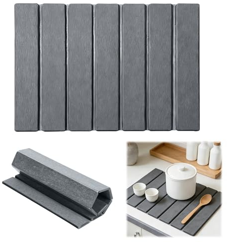 Tappetino scolapiatti, assorbe l'acqua, da cucina, 40 x 30 cm, scolapiatti in ghiaia, resistente al calore, ad asciugatura rapida per cucina (40 x 30 cm)