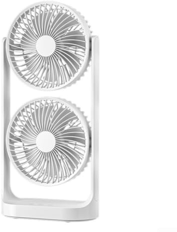 Ventilador de aire acondicionado de doble cabezal de 3 velocidades, enfriador de escritorio recargable por USB para uso en oficinas, dormitorios y actividades al aire libre (A)