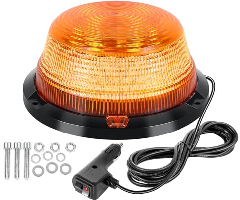 YOJZMA 6.3 pouces Lampe Stroboscopique d'Urgence, Ambre Feu signalisation | Base magnétique robuste, câble 2,7 m, 90LED, couverture à 360°, prise allume-cigare, 12-24V, IP66, pour camions et bus