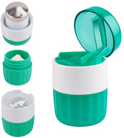 3 in 1 Tragbar Tabletten Zerkleinerer - Tabletten Mörser Klein, Pill Cutter mit Edelstahl-Mahlkopf, Tablettenzerkleinerer, Tabletten Zerkleinern, Tablettenschneider für Alle Tabletten