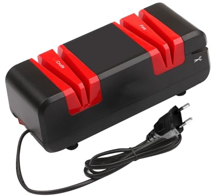 Karlak Té de Cuchillo Eléctrico Automático, Profesional, Versátil, con Bordes de 15 Grados, Nuevas Ruedas de Molienda, Motor de Cobre, Corte Rápido Multifuncional (Conjunto de enchufes de la UE 2)