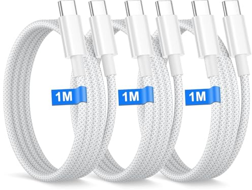 Générique Lot de 3 Câbles USB-C vers USB-C 60W (3 x 1M) – Charge Rapide Power Delivery – Nylon Tressé Résistant – Câble Type C Compatible Appareils USB-C