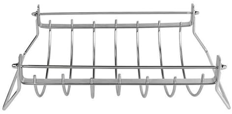 Grill Rib Roasting Rack – Heavy Steel Cooking Frame, Polished Metal Meat Stand, Multi-Slot Barbecue Holder, Heat-Resistant Smoker Insert Accessory | for Outdoor Grilling Feast Camping Parties Beef Por