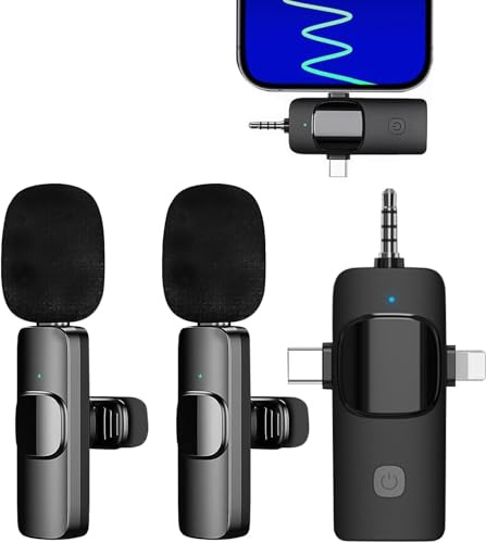 DayDup Micro Cravate sans Fil, pour iPhone/iOS/Android/PC/Laptop, Plug&Play réduction du Bruit, Micro Bluetooth pour Youtube, Facebook, Twitter, Tiktok Video et La Diffusion en Direct