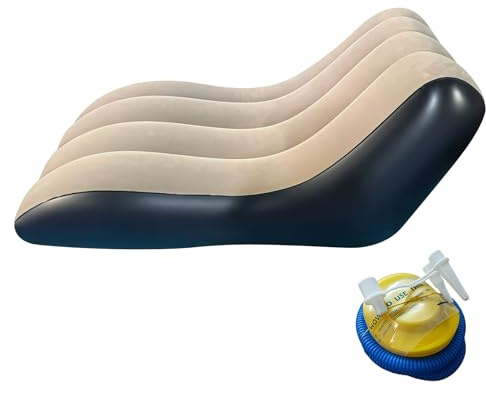BUERPINKING Aufblasbares Sofa mit Flockoberfläch, 155x86cm Luftsofa Inklusive Luftpumpe, Wasserdichtes Luftsofa Aufblasbares für Wohnzimmer, Couch Aufblasbar Outdoor Camping, Beflockt